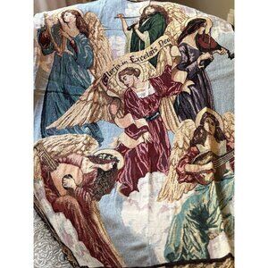 New Goodwin Weavers Angels Tapestry Throw Blanket Woven Cotton 46 x 67 New